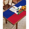 Petite Pine 60×82 Inch Rectangle Haiti Flag Polyester Tablecloth,Large 5×6.8