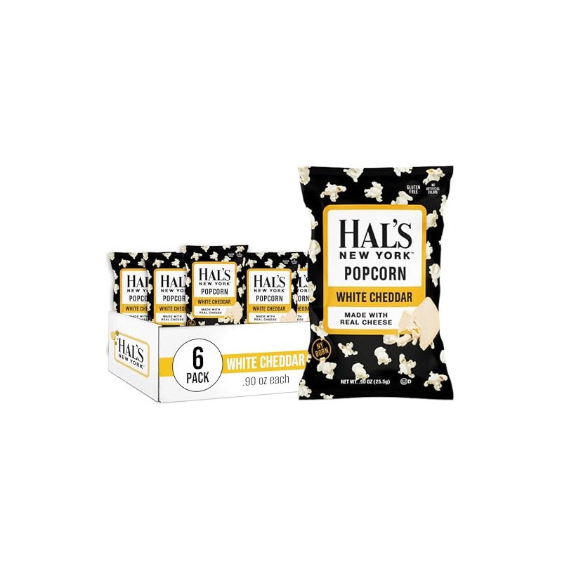 Hal's New York Popcorn, White Cheddar, 0.90 Oz (Pack of