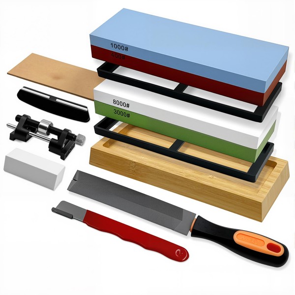 SNAIL GARDEN 10PCS Knife Sharpening Stone Set,Dual-Sided (400/1000 & 3000/8000