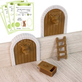 Myfuturshop® Mouse Magic Door + Tooth Box and 4 Cards Clean Tooth Certification, Original Gift for Boy and Girl (Brown)