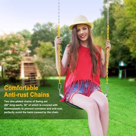 AGPTEK Swing Set, Seat with 66 Inch Anti-Rust Chains Thermoplastic Coated, Support 250lb, Cushion Accessories Replacement with Snap Hooks for Outdoors, Playground, Jungle & Gym - Green