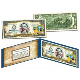 WASHINGTON Statehood $2 Two-Dollar Colorized U.S. Bill WA State *Legal Tender*