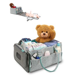 ikidos 2-in-1 diaper caddy organizer & portable changing pad - Portable Travel Changing Pad - car caddy organizer - Ultimate Convenience in One Tidy Solution!