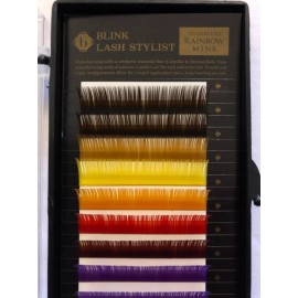 Blink Lash Eyelash Extension Mink B Curl .20mm Rainbow Colored Lashes 11mm 12 Lines/Tray