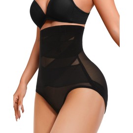 Q-WOOFF Shapewear Women's Tummy Control Bodice Pants Tummy Control Double Layer Belly Elastic and Breathable, black, M