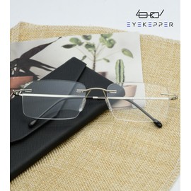 Eyekepper anteojos de lectura sin marco para hombres – anteojos de lectura rectangulares sin bordes, Plateado, +2.25