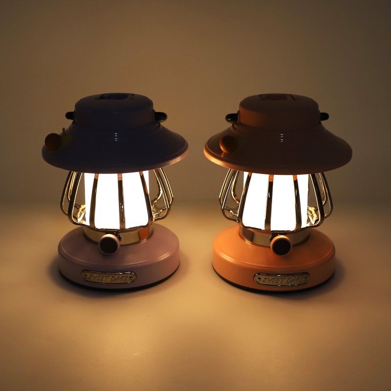 Retro Rechargeable Camping Lantern Infinite Dimming 3 Level Color Temperature