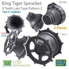 T-Rex Studio TRXTR35086 1:35 TRex - King Tiger Sprocket Set 9 Teeth Late Type Pattern 2