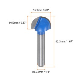 sourcing map 2pcs Router Bit Core Box 1/4 Shank 5/8 Inch Cutting Dia. Round Nose Router Bit 2 Flutes Carbide Cove Box Cutter for Carpentry Woodworking Milling Cutter Tool