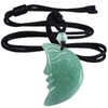 Nupuyai Green Aventurine Carved Crystal Stone Moon Face Necklace for