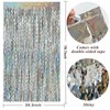 Silver Tinsel Foil Fringe Curtains Wavy Backdrop for Parties Sparkle
