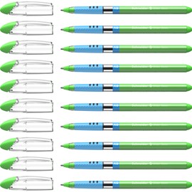 Schneider Slider Basic Ballpoint Pen (Cap Model with Soft Grip Zone, Line Width XB) Pack of 10, Light Green
