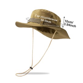FUIPVGI Sun Hat Safari Hat Wide Brim Foldable UV Protection Summer Fishing Hat Hiking Hat Walking Hiking Boonie Hats with Adjustable Chin Strap for Men Women (Khaki)