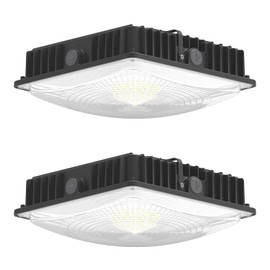 Deojoy LED Canopy Light Fixture,45W 5850lm HID/HPS Replacement, 9.5" x 9.5", 5700K, AC100-277V, IP65 Waterproof,Canopy Lights Outdoor for Gas Station,Warehouse, Shop (45W-2Pack)