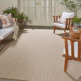 Nourison Courtyard Jute Ivory 8' x 10' Area Rug - Easy Clean, Non Shedding, Bed Room, Living Room, Dining Room, Kitchen (8' x 10')