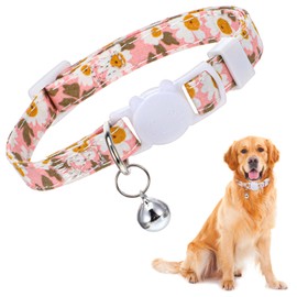 YUXIANLB 1 Pcs Small Dog Collar Puppy Collar with Flower Decoration Pink Cute Pet Collar with Bell Soft Cat Adjustable Collars Tiny Female Kitten Dogs Animal Spring Summer
