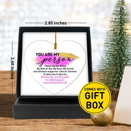 Friendship Ornament Gifts from Friend, Birthday Graduation Christmas Keepsake Gifts for Best Friend BFF Besties Acrylic Heart Hanging Ornament Gifts, You are My Person