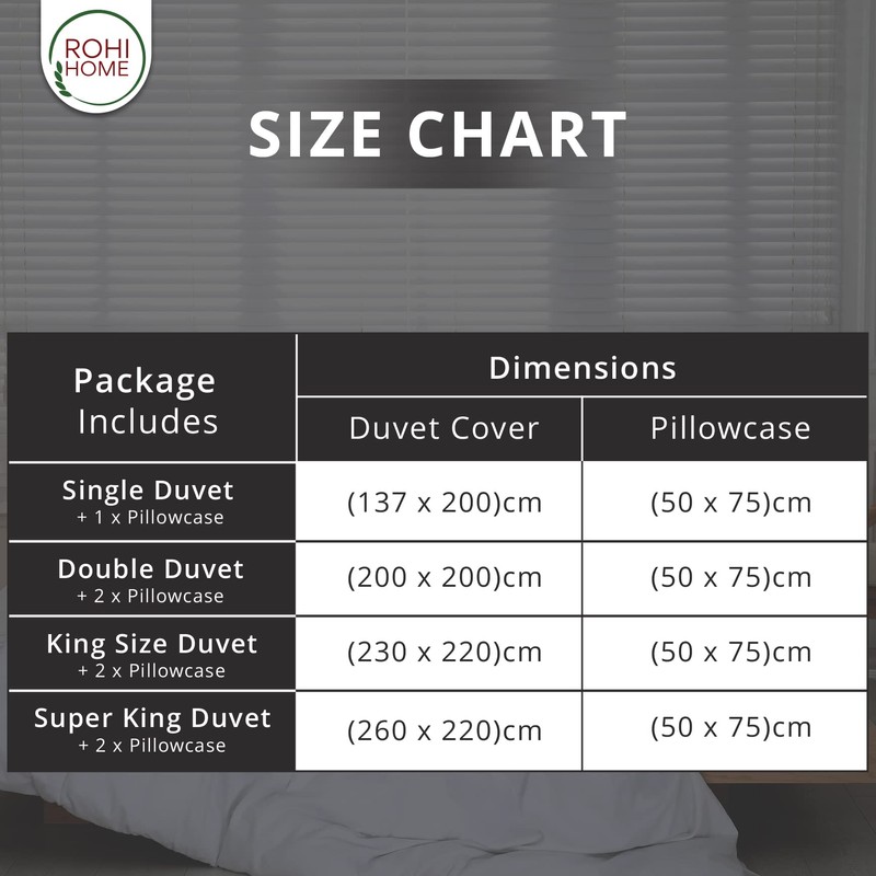 Rohi Easy Care plain King Size Duvet Cover set –