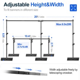 EMART 7x20ft(HxW) Photography Backdrop Stand for Parties, Adjustable Pipe and Drape Background Support Frame Kit with Heavy Duty Metal Steel Base, Photo Back Drop Holder for Birthday Wedding - Black