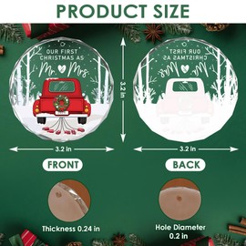 TEEZWONDER Anniversary Wedding Gifts for Him, Her, 2023 Christmas Ornament - Just Married Couple Gifts for Men, Women, Husband and Wife, Mr and Mrs Gifts - Christmas Tree Decoration Glass Ornament