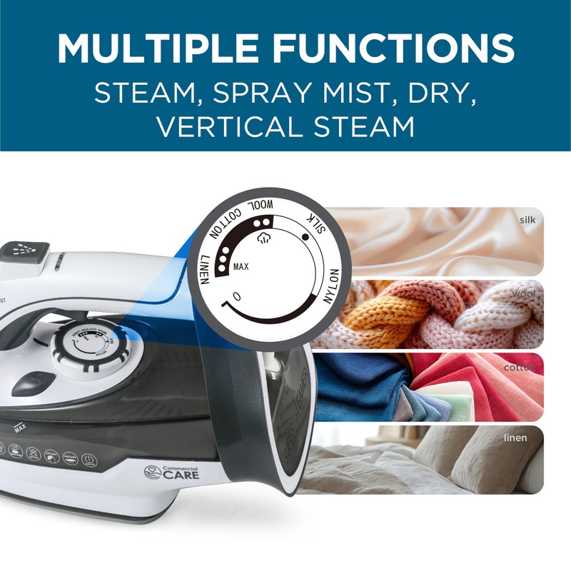 Commercial Care Clothing Steam Iron, 1800 Watts Steamer for Clothes,