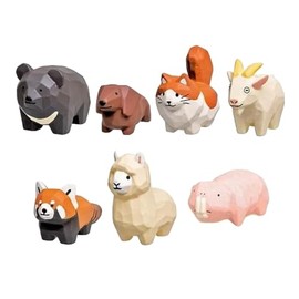 Seiji Kawasaki Woodcarved Animals Mascot Figure 2, Set of 6 Types
