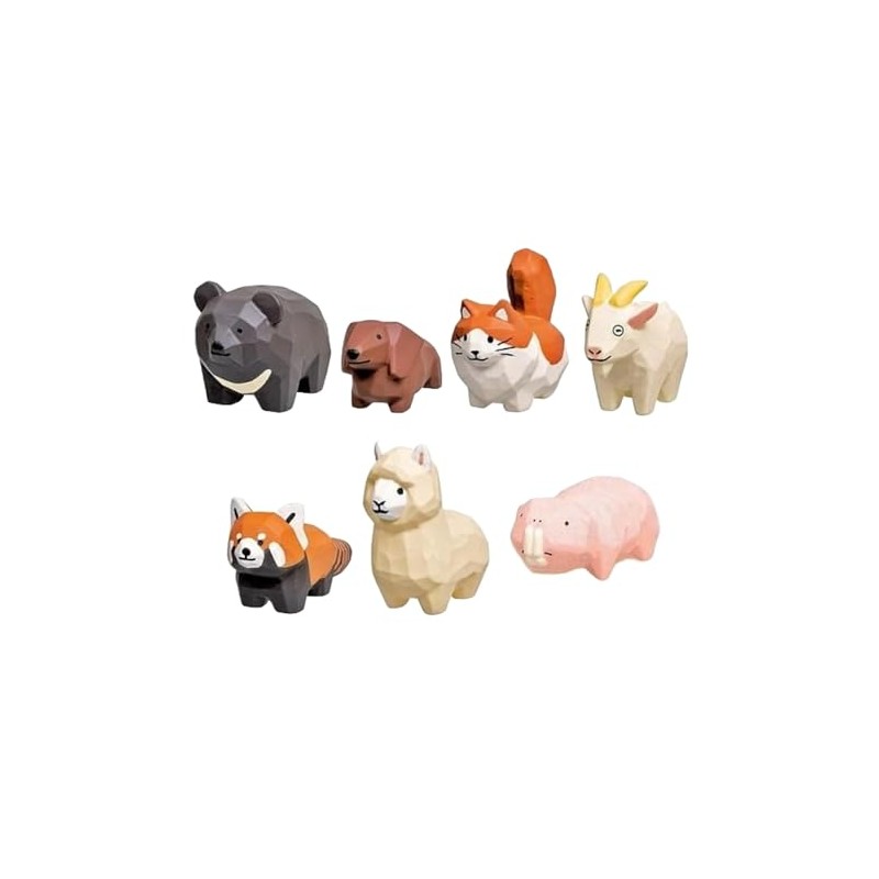 Seiji Kawasaki Woodcarved Animals Mascot Figure 2, Set of 6