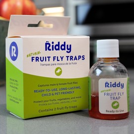 Riddy Fruit Fly Traps – Non-Toxic, Ready-to-Use, Long-Lasting Solution for Fruit Flies in Kitchens and Food Preparation Areas, Pack of 2