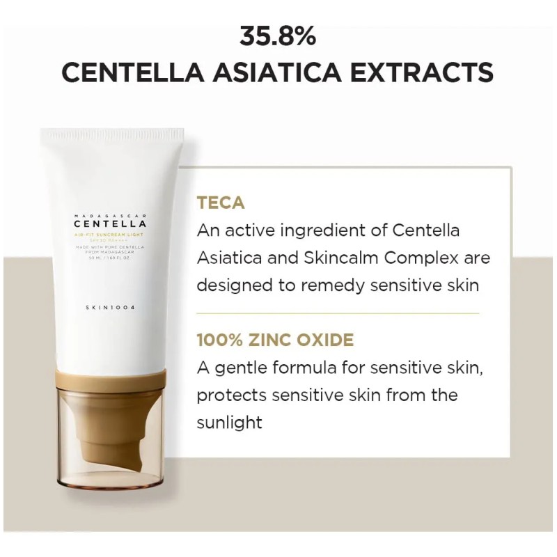 Skin1004 Protector Solar Ligero Con Centella De Madagascar A