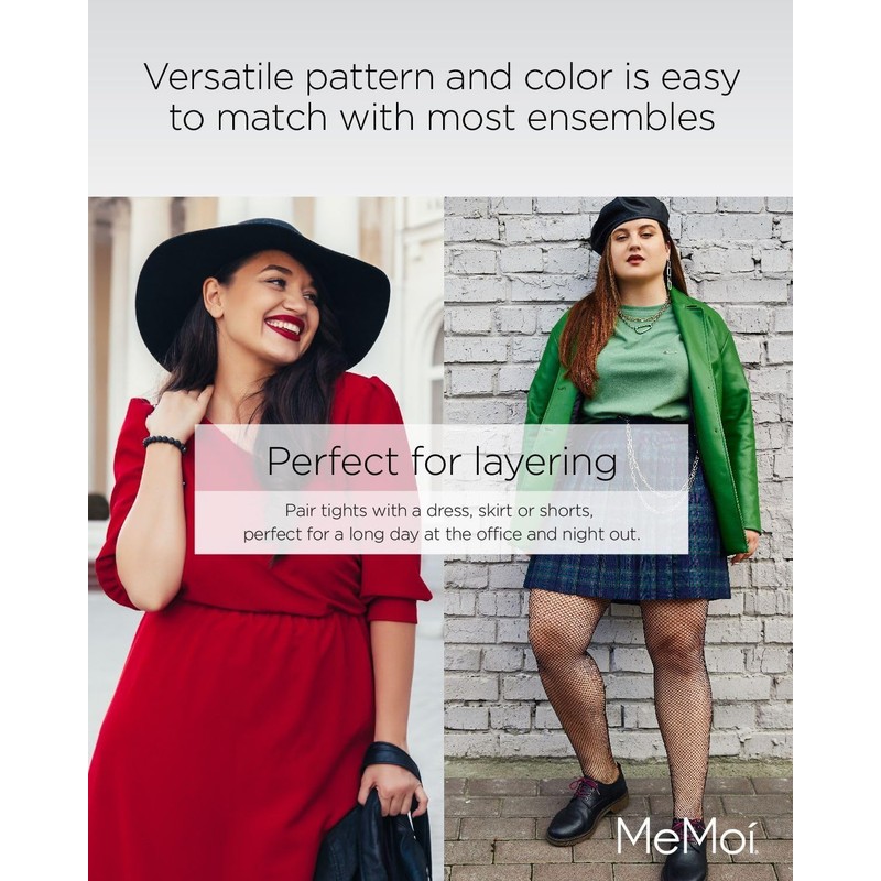 MeMoi Plus Size Curvy Fishnet Tights Black 7X