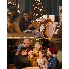 MR.OKAY Single Watch Travel Case-Classic Leather Watch Case With Superb Texture.Portable Watch Roll Or Organizer For Storage And Display. Best Travel Gift for Men,All Handcrafted By Artisans.