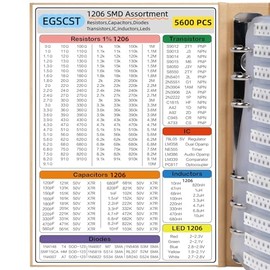 5600 unidades Kit de resistencia SMD 1206 desde 0Ω hasta 10MΩ 1%, surtido de componentes electrónicos SMT con resistencias, condensadores, diodos, transistores, CI, inductores, libros de