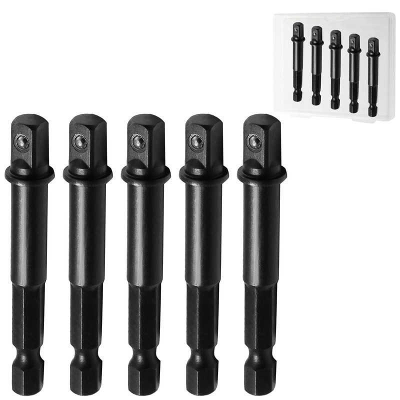 Uenhoy 10 Pack 1/4" Impact Adapter Set, Black Square Socket