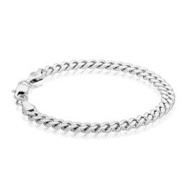 KRKC & CO Men's Curb Bracelet, Cuban Chain, 0.3 inch (7/9 mm) Wide, Stainless Steel, K14 Plated, 2 Sided Cut, Men's Accessories, Gift, Celebration, Hypoallergenic, Stainless Steel
