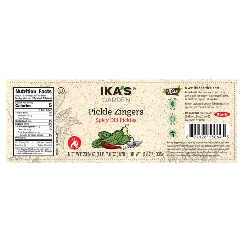 Ika's Garden Appetizer Vegetables (Pack of 1, Spicy Dill Pickles)