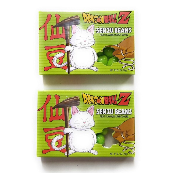 Dragonball Z Senzu Beans Candy Fruit Flavored DBZ Candy Sours (2 pack) with 2 Gosu Toys Stickers