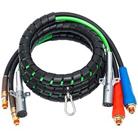 YiaChuii 12ft 3 in 1 ABS Air Power Line Semi Truck Airpower Lines Hose Wrap 7 Way Electrical Cable for Tractor Trailer