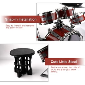 M SANMERSEN Toddler Drum Kit Kids Toy Jazz Drum Set 5 Drums with Stool Mini Band Rock Set Musical Instruments Toy Birthday Gift for Beginners Boys Girls, Red