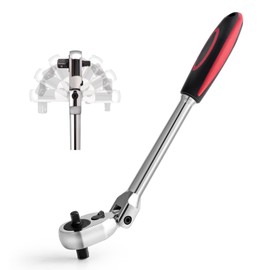 wanlvkang Dual 3/8 and 1/4 Drive Flex Head Ratchet, 72-Tooth Ratchet Wrench with Quick-release and Reversible Switch (3/8 and 1/4 Flex-Head)