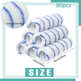 Leumoi 80 Pieces Paint Roller Covers 1/2 x 9 Inch Microfiber Roller Paint Brush Roller Naps House Painting Supplies for Wall House Paint Roller Kit Home Repair Tools