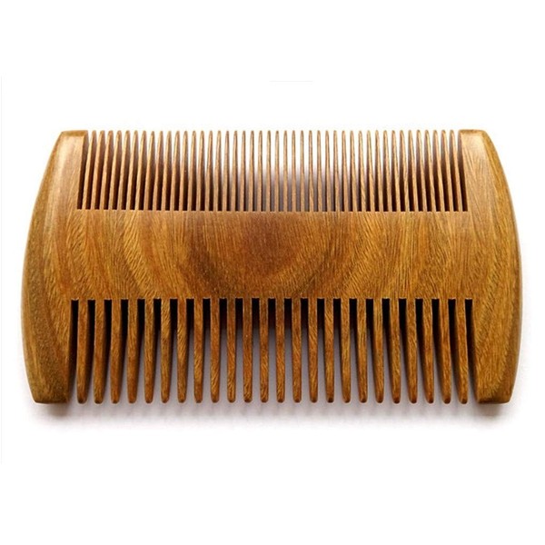 Myhsmooth G8S-SM-NF Handmade Natural Green Sandalwood No Static Beard Comb Pocket Comb with Aromatic Scent for Long and Short Beards Perfect Mustache Comb(4" Two Sides)