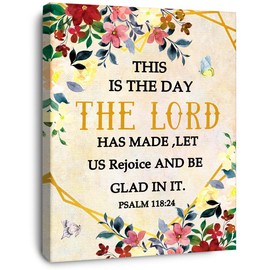 OTINGQD This Is the Day the Lord Has Made Wall Art,Psalm 118:24 Wall Art,Religious Wall Decor,Scripture Canvas Wall Art,Bible Verses Wall Decor for Women