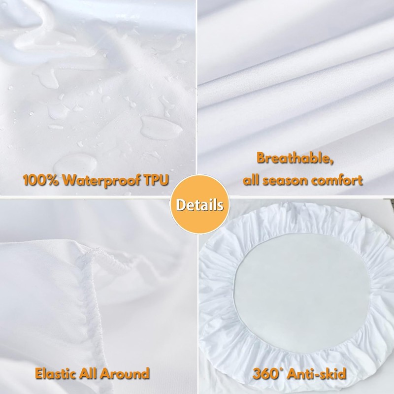 Waterproof Mattress Protector,H HOME-MART Deep Pocket Queen Size Fitted Sheet,Stretch