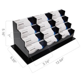 Vevitts 12 Pockets Acrylic Business Card Holder Acrylic Stand Desktop Countertop Acrylic Card Filling Display, Card Rack Black