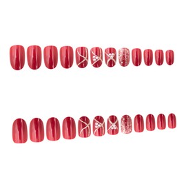 Healvian Diy Manicure Kit: 24pcs Christmas Nail Art Patches False Nails for Women Festival Manicure Tips Professional Design