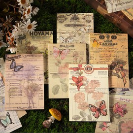 Vintage Scrapbook Paper Junk Journaling Supplies,50 Sheets of Small Decorative Paper Sewing Pattern Paper Writing Paper for DIY Cardmaking(White Butterfly Elf)