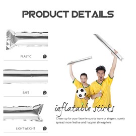 Gadpiparty Boom Sticks 24pcs Thunder Sticks Cheering Sticks Plastic Cheerleading Stick Stick Clapper Inflatable Noise Makers Cheer up Toys for Sporting Events Dance Silver Noise Makers