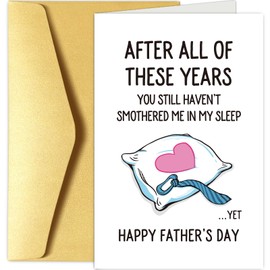 Chenive Funny Father's Day Card for Husband, Hilarious Father's Day Card from Wife, Rude Fathers Day Cards Gifts for Men, You Still Haven't Smothered Me Yet