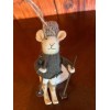 Silver Tree Felted Mouse Christmas Ornament On Skis With Knit
