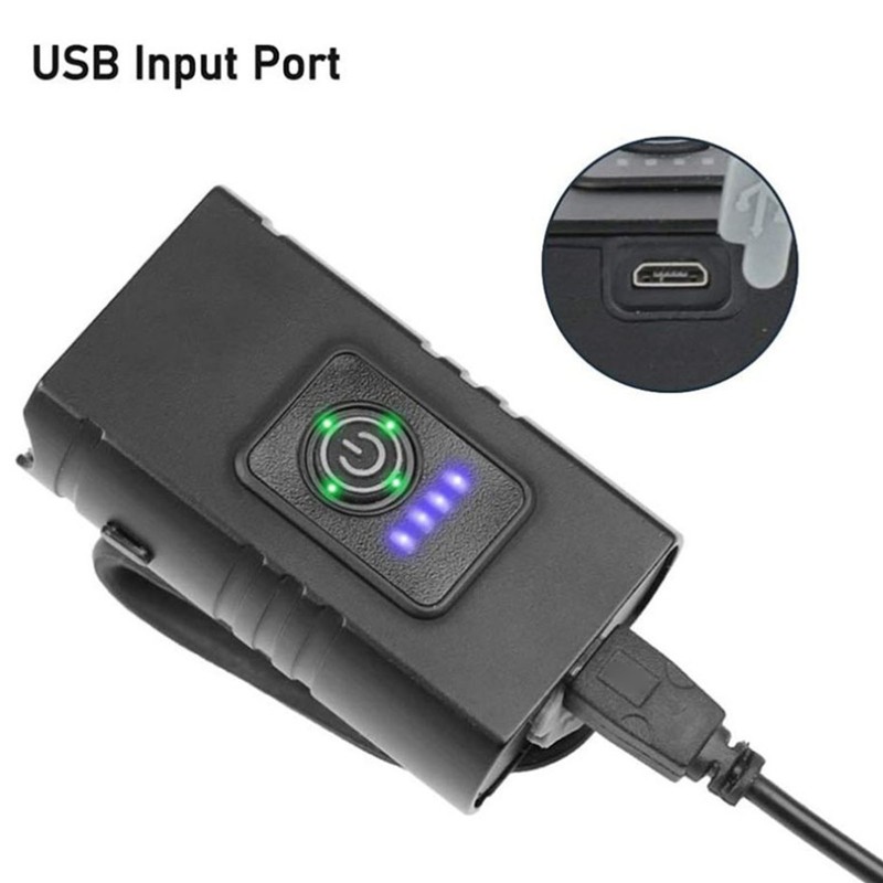 USB Rechargeable Bike Light Set with Power Display 6 Lighting